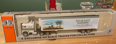 Rare Con-Cor HO 1/87 Dulin Date Gardens COE Freightliner Tractor & Trailer NIB
