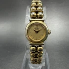 Seiko Watch Women 15mm Champagne Dial Gold Tone Round 1E20-0449 New Battery