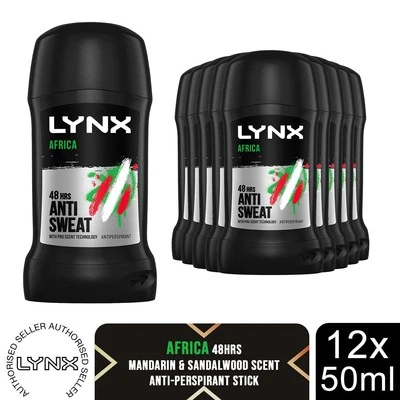 Lynx Africa Anti-perspirant Deodorant Stick 48 Hrs Fragrance - 12x50ml