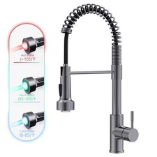 GIMILI Black Stainless Kitchen Faucet with Pull Down Sprayer Single Hole Stai...