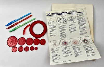 Vintage Toy Biz Design A Graph Spirograph Set Complete Gears Papers 1988 USA
