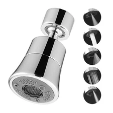 VEVOR Faucet Aerator 360° Swivel Kitchen Sink Aerator 5-Flow Sprayer Brass