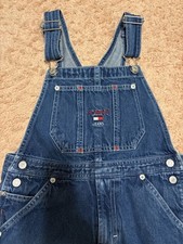 Vintage Y2K Tommy Hilfiger Denim Bib Overalls Streetwear Unisex Youth Sz 7 EUC
