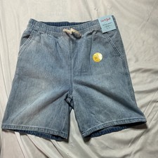 Cat Jack Relaxed Shorts Boys Sz XL 14 Blue denim Pull on Drawstring NEW