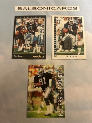 Tim Brown 3 Card 1993 Lot! Score Pinnacle Upper Deck NM+ Free Shipping!