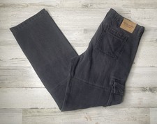 Abercrombie Kids Pants Gray Baggy Cargo Jeans Adjustable Waist Boys 17/18 NWT 