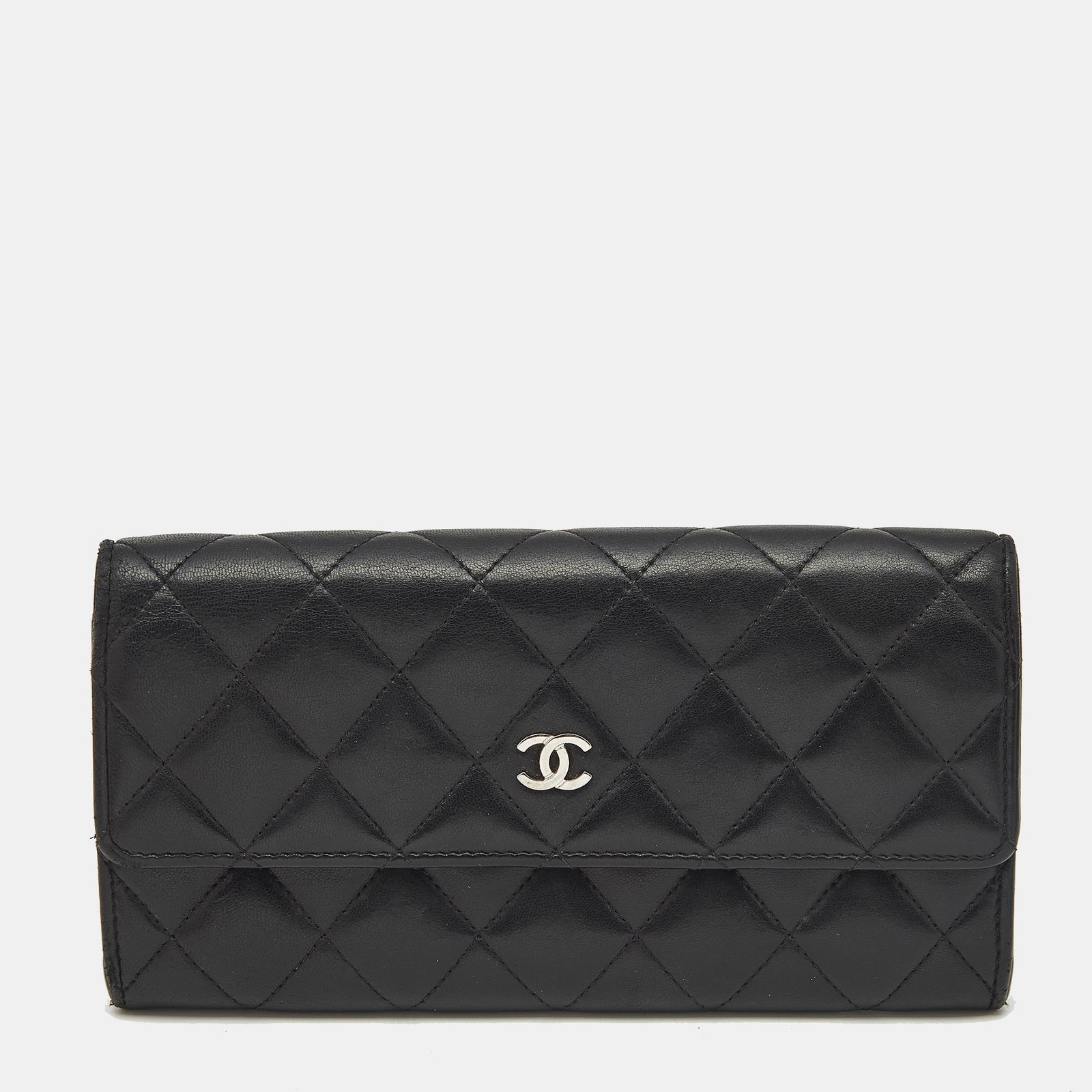 Chanel Black Quilted Leather Classic Flap Continental Wallet