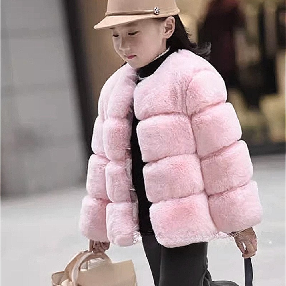NEW Kids Baby Girls Luxury Faux Fur Thick Parka Warm Coat Jacket