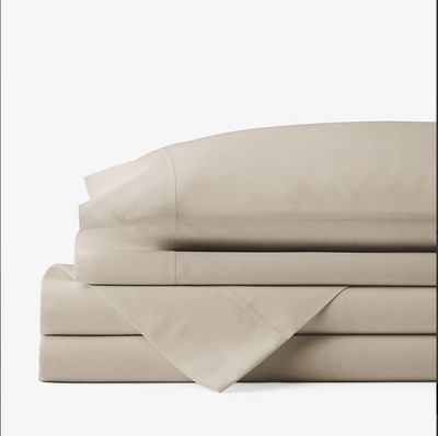 Classic Cool Cotton Percale Bed Sheet Set - Cream, Twin