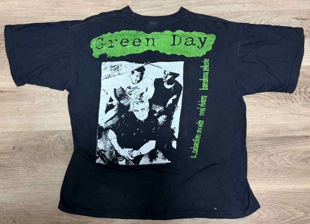 Vintage 90s Green Day Nimrod Euro Tour Parking Lot T Shirt  Size L RARE