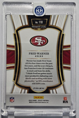 a ♡select 2025 PANINI SELECT #118 FRED WARNER ZEBRA DIE-CUT | eBay