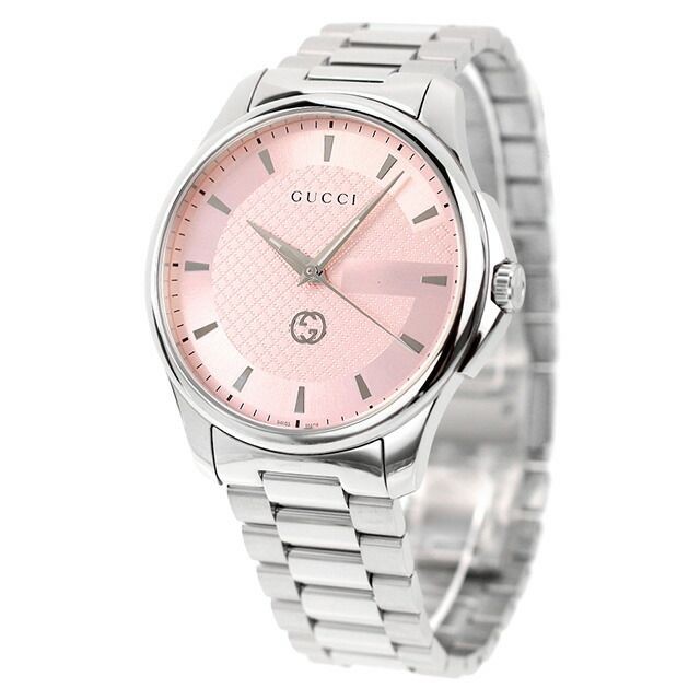 Gucci G-Timeless Watch Men's YA126368 Quartz Pink Dial Silver Steel New From Jap