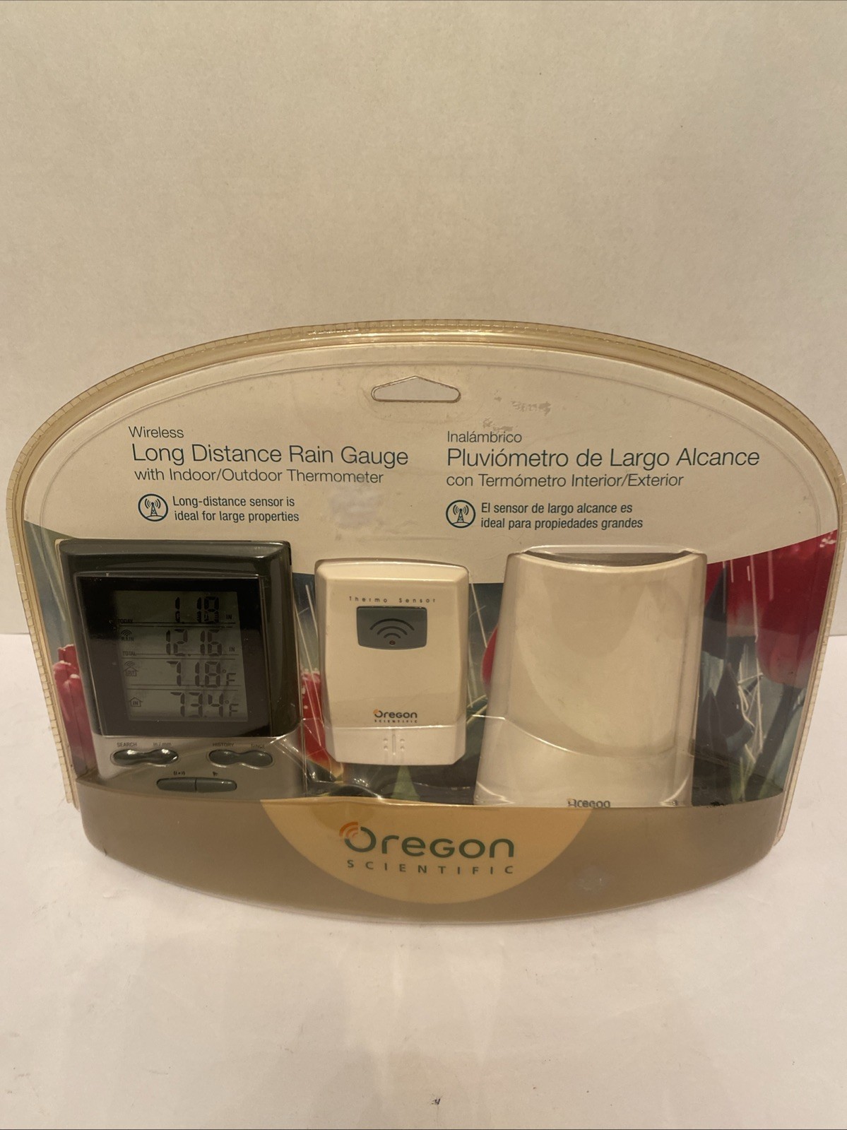 Oregon Scientific Wireless Rain Gauge with Thermometer RGR12