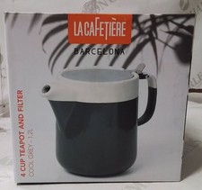 La Cafetière Barcelona Ceramic Teapot with Infuser Basket, 1.2L, Grey
