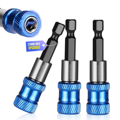 WORKPRO 3PC Drill Bit Extension Set Magnetic Impact Drill Screwdriver Bit Holder
