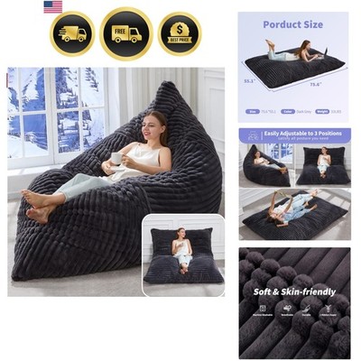 3 in 1 Bean Bag Chair Giant Bean Bag Chairs Convertible Bean Bag Floor Cushio...