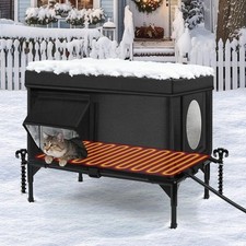 Heated Outdoor Cat House Weatherproof W/ Heating Pad Heated Cats House Outside