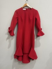 Michael Kors Collection Crimson Red Double Faced Flounce Hem Dress Size 6