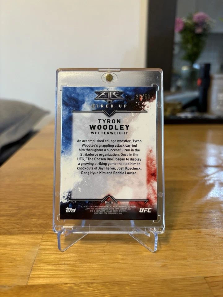 2017 Topps Chrome UFC - Fire Fired Up Tyron Woodley #Uf-Tw Pulsar Refractor /50 - Image 2 of 2