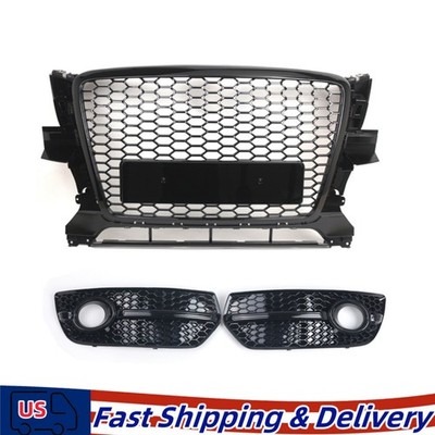 RSQ5 Style Front Bumper Grille Grill Honeycomb Gloss Black For Audi Q5 2009-2012