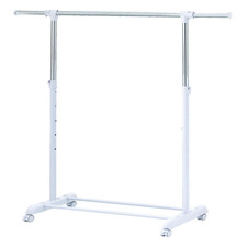 Mainstays Adjustable Metal Rolling Garment Clothes Rack, Chrome  White