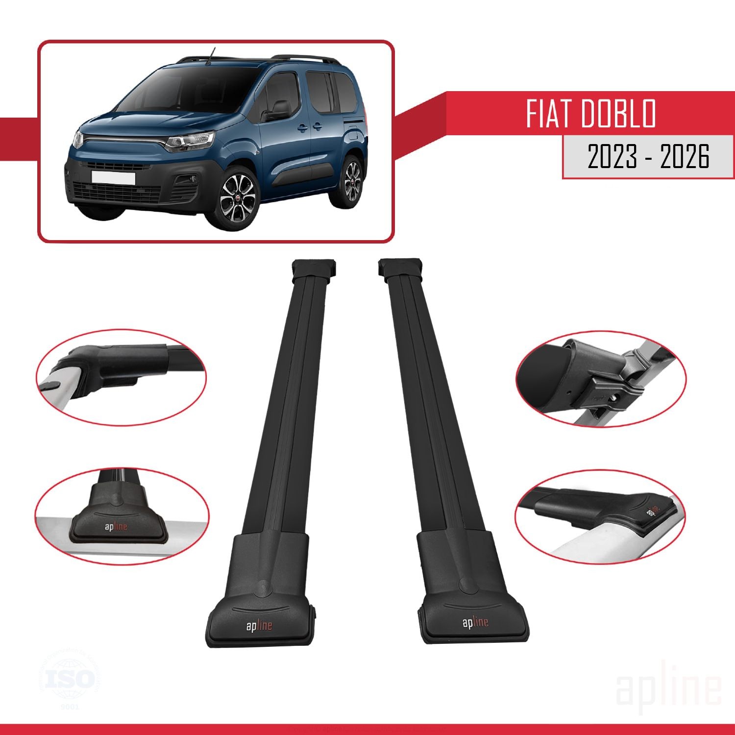 Barres de toit de camping et loisirs pour Fiat Doblo 3 version 2023-2026