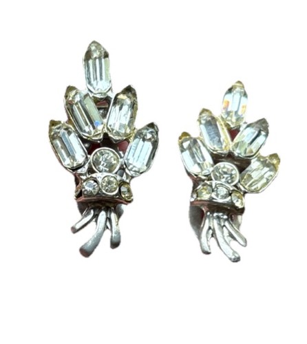 Vintage Rhinestone Silver Tone Pins For Coat, Dress, Scarf 1.5 Inch - Picture 2 of 8