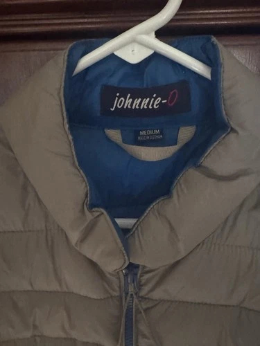 Johnnie-O Mens Hudson Vest Medium Light Gray Full Zip Sleeveless Puffer Nylon image 3
