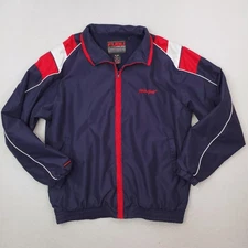 FUBU Jacket Mens XL Navy Blue Red White Full Zip Windbreaker Sport Hip Hop 90s