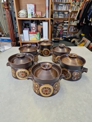 Vintage Denby Arabesque Zwiebel Suppenschalen 6er Set Made in England