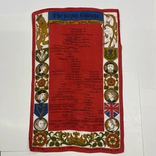 Vintage Irish Linen Tea Towel The Royal Lineage Towel Red White Blue