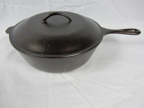 Lodge No. 8 Chicken Fryer With Lid 3 Notch Vintage Cleaned Re-seasoned