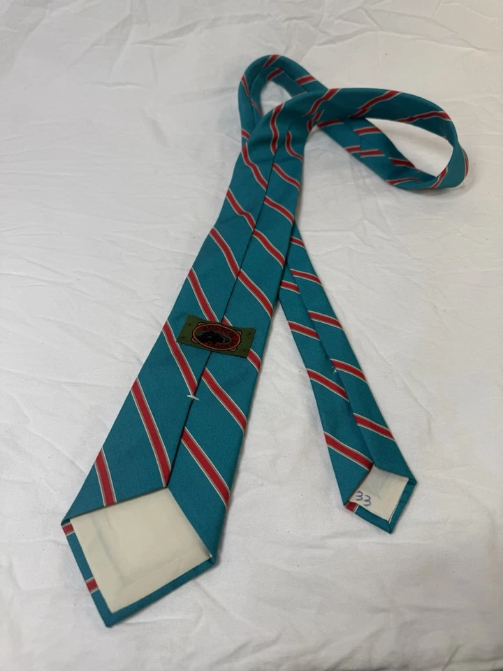 Vintage Boston Trader Aqua Tie With Red Stripe - Image 4 of 4