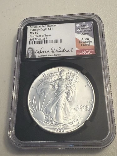 1986 (S) Eagle Struck at SF Mint MS 69 First Year of Issue NGC / Anna Cabral
