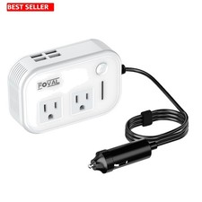 Car Power Inverter 200W 12V DC 110V AC 4 USB Ports White