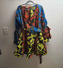 African Stars Women's African Print Cotton Wax Kaftan Multi-Color One Size