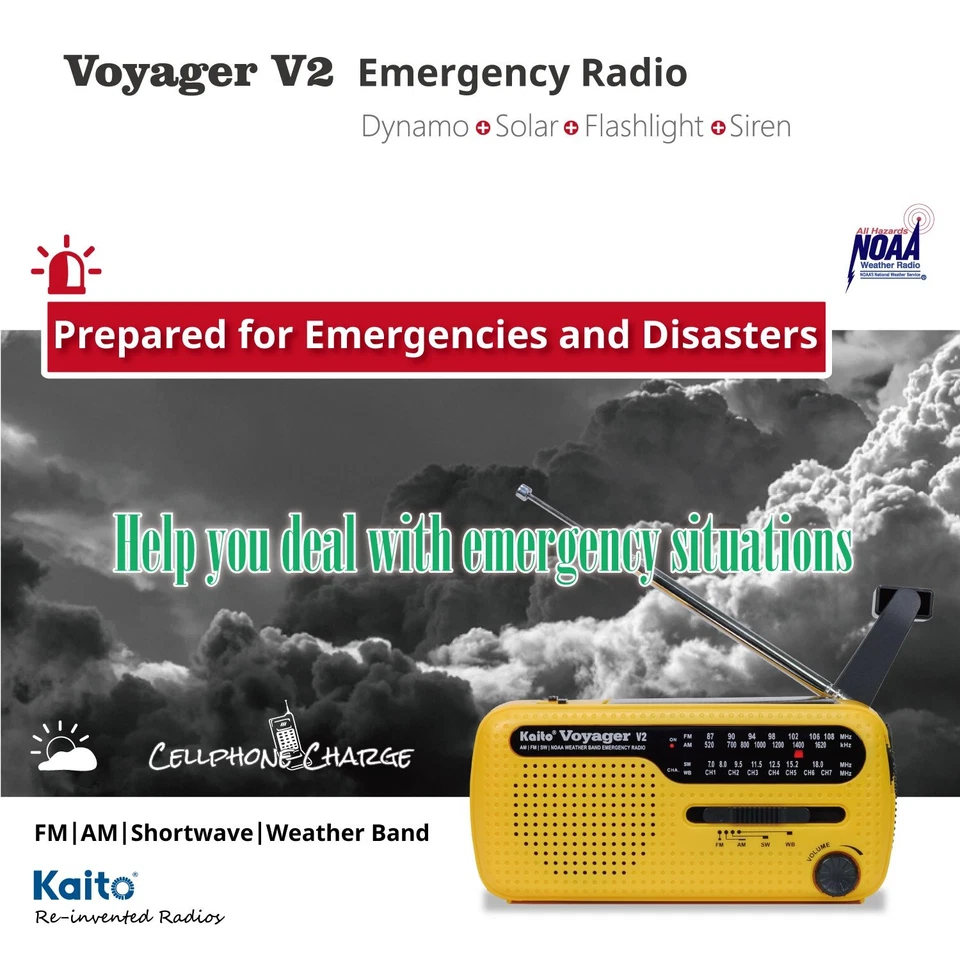 Best NOAA and SW Portable Solar/Hand Crank AM/FM, Shortwave & NOAA Weather Em... - Image 2 of 4