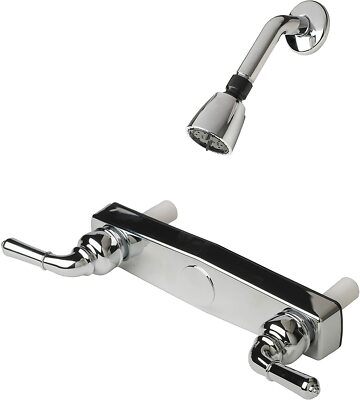 Mobile Home 8'' Chrome Shower Faucet w/Lever Handles & Shower Head Kit