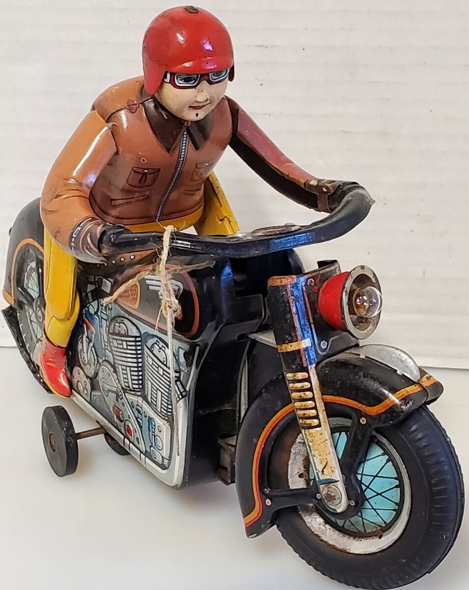 VINTAGE TOY 1950s MOTORCYCLE TIN LITHO BATTERY OP. T.M. VINTAGE TOY 1950s MOTORCYCLE TIN LITHO BATTERY OP. T.M.