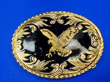Patriotic American Bald Eagle Flying Hunting Gold  Black Color Belt Buckle