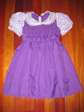 Vintage 60s 70s Girls Purple Lace Puff Sleeve Party Special Occasion Dress 8 S