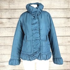 Dollhouse S Puffer Jacket High Neck Ruffled Outwear Snap Front Casual Nwt $69