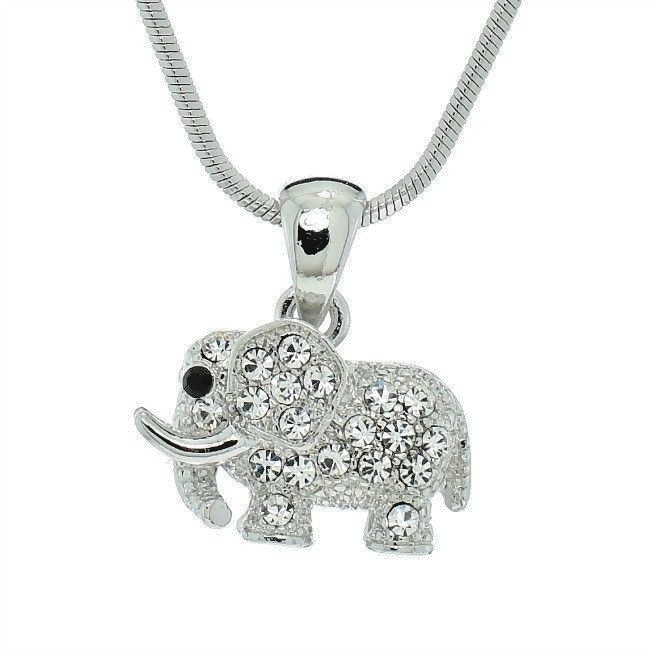 Swarovski Crystal Elephant Baby Good Luck Charm Necklace
