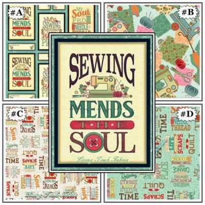 QT ANGLEA ANDERSON ''SEWING MENDS THE SOUL'' SEWING THEME FABRICS (SELECTION)