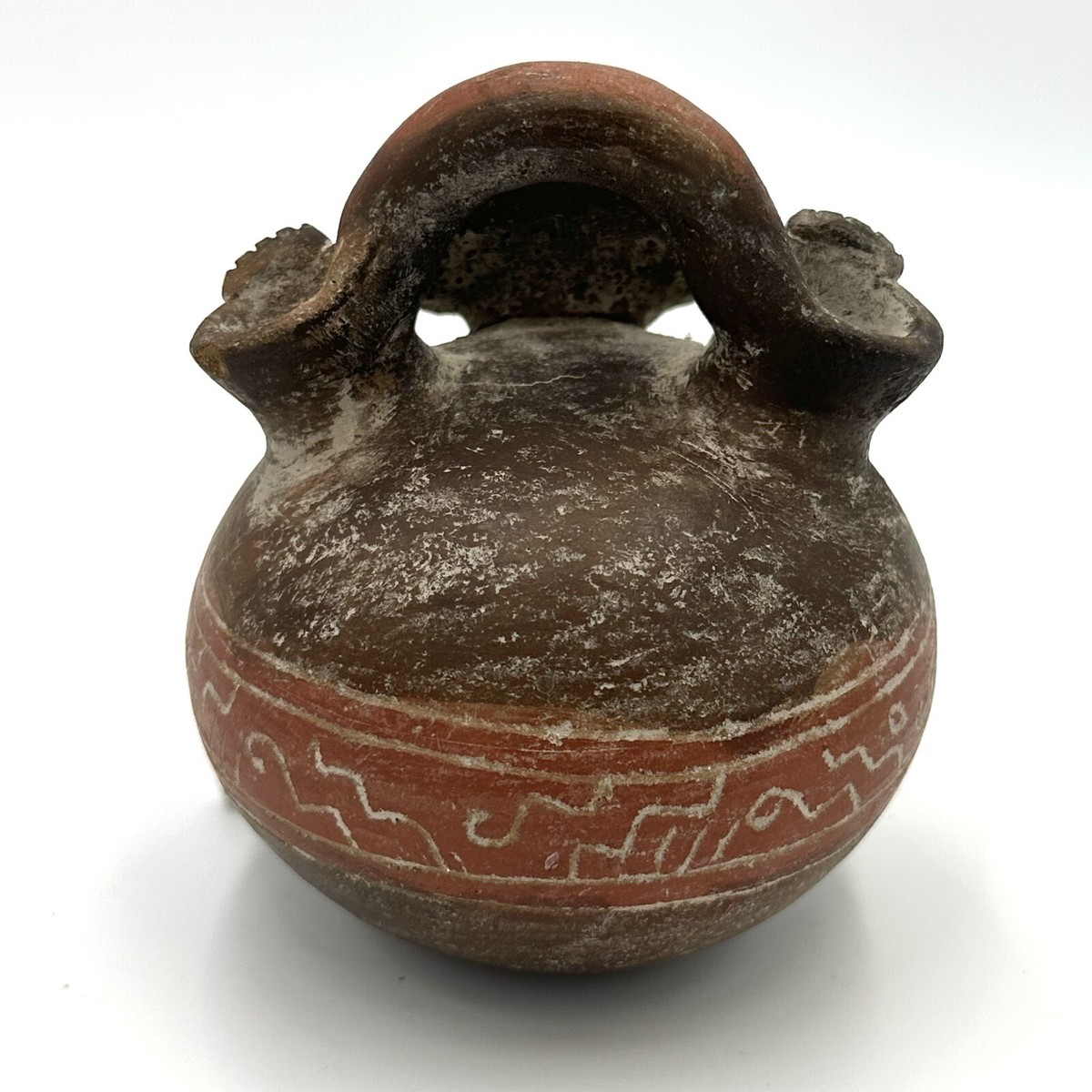 Pre-Columbian Maya Reproduction Effigy Stirrup Vessel Polychrome
