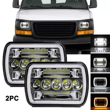 Pair 7x6 5x7 Led Headlights Drl For Gmc Savana 1500 2500 3500 Safari Van New