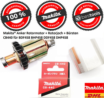 Makita Rotor Motor + Rotorjoch + Bürsten  für BDF458 BHP458 DDF458 DHP458  