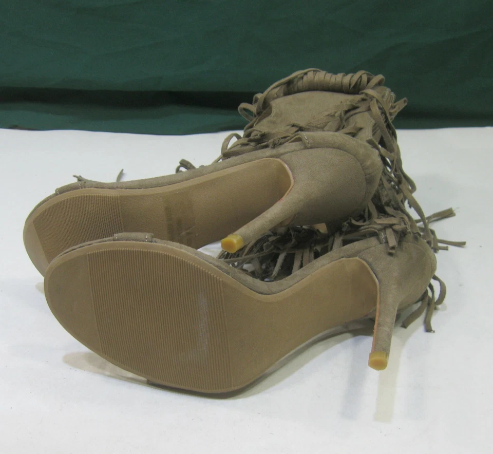 NUEVO MARRÓN 5" Stiletto Tacón Alto Punta Abierta Zapatos con Cordones MUJERES Talla 7.5 Foto 4 de 4