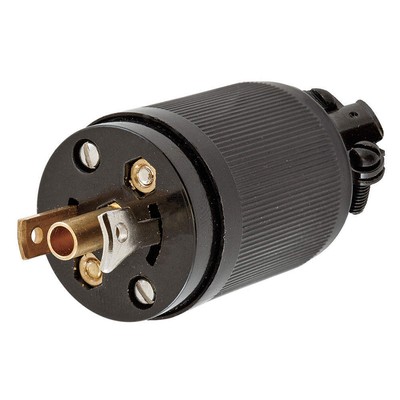 HUBBELL HBL7594 MdgtLckPlg,Strt;15 A;Black,Nylon,3Blds 6C626