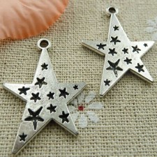 Free Ship 60 pcs tibetan silver star charms pendant 32x22mm L-372